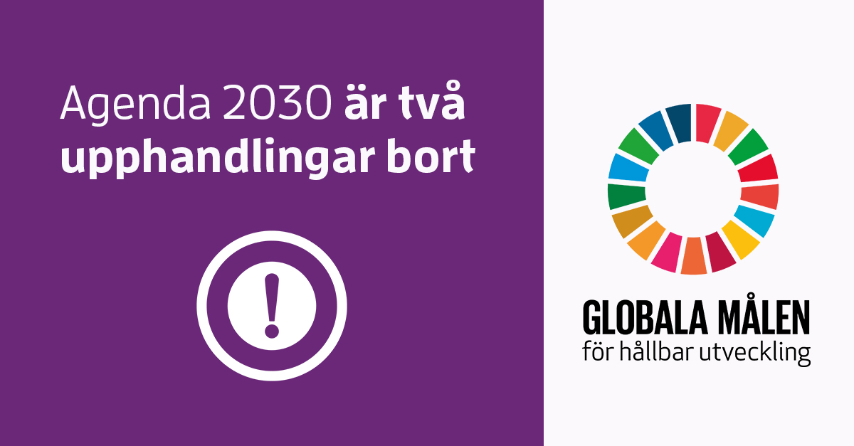 Agenda 2030 symbol med texten Agenda 2030 är två upphandlingar bort