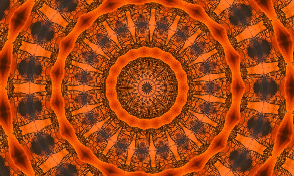 Ett cirkulärt mönster i orange