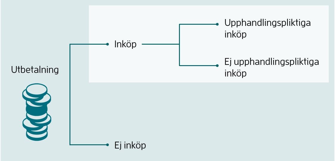 Utbetalning - Inköp - Upphandlingspliktiga inköp och Ej upphandlingspliktiga inköp